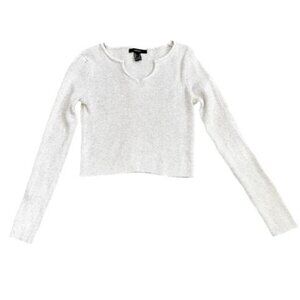 Forever 21 Ribbed Cropped Sweater Off White Size S